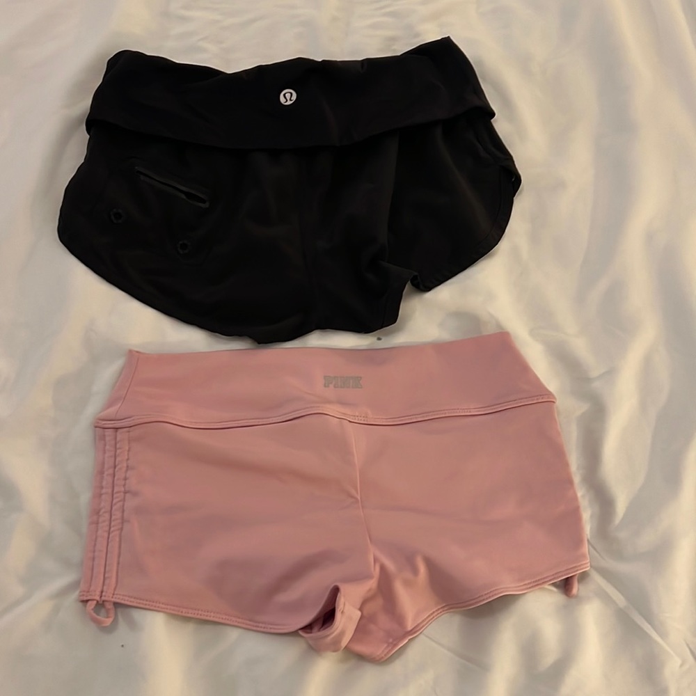 Lululemon reversible mini shorts  + bonus Victoria’s Secret booty shorts size 4